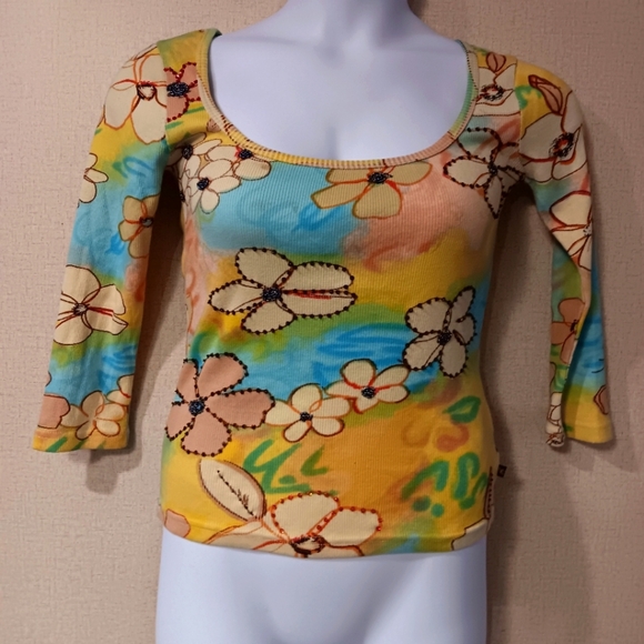 chandry Tops - Y2k Colorful Floral Long Sleeve Women's Top
